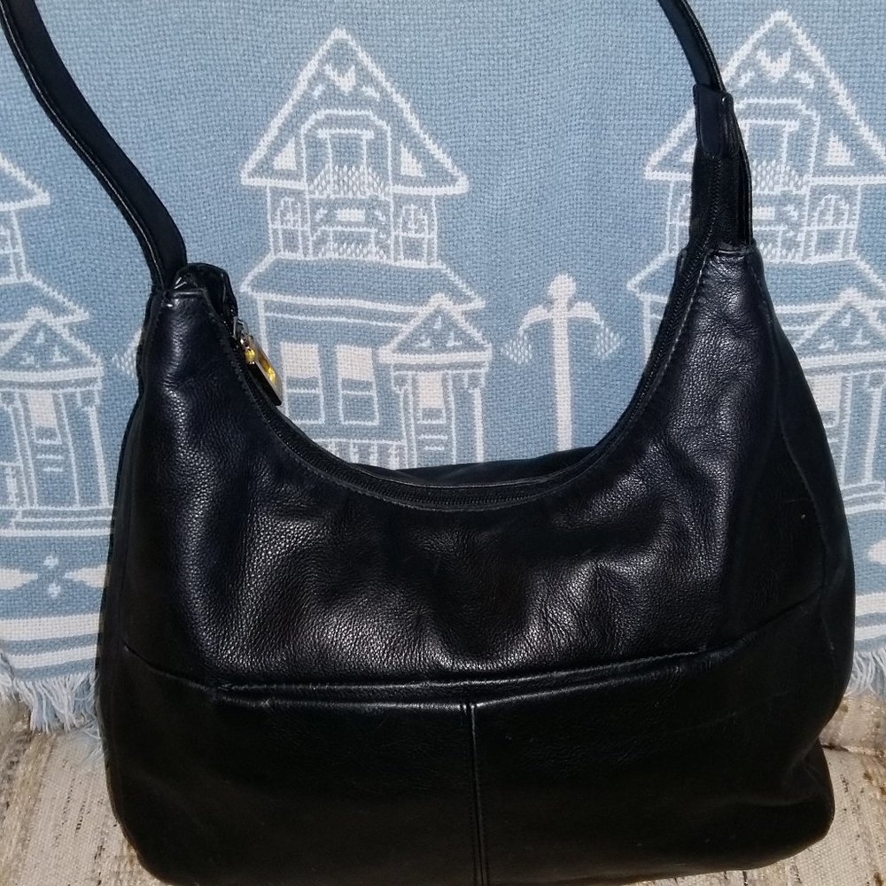 KGB black leather purse - used once, in excellent condition.